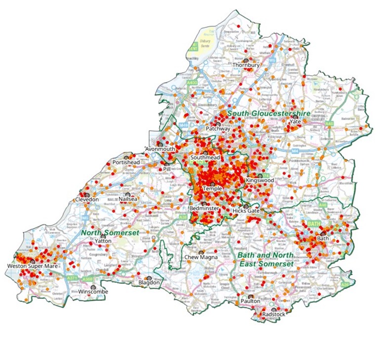 Map displaying emergency critical fire and special service calls that AF&RS responded to during 2024 and 2025