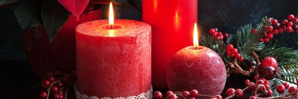 Red Christmas candles, providing an example of fire safety messaging. 