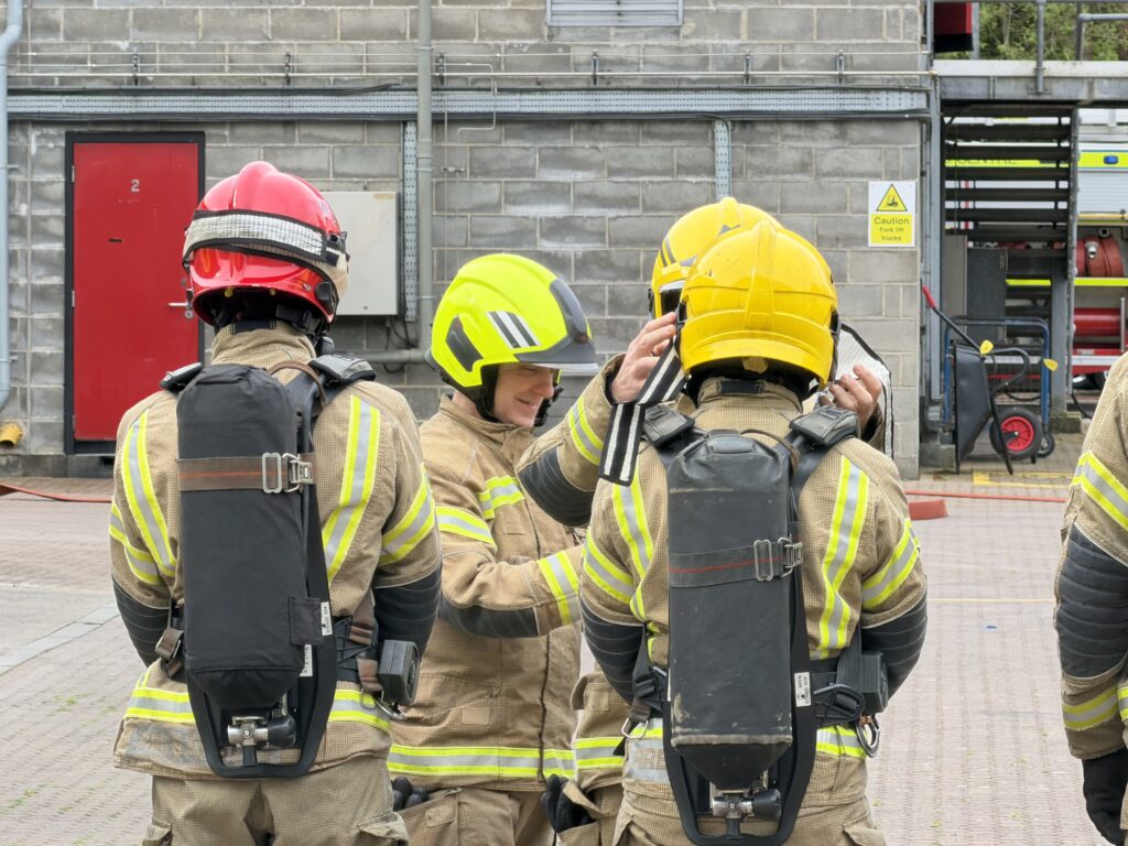Wholetime firefighter recruits doing BA training at Severn Parking Training Centre