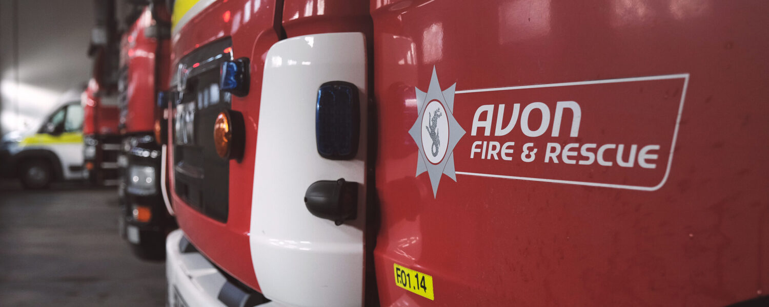 Fire engine with logo for Avon Fire and Rescue Service