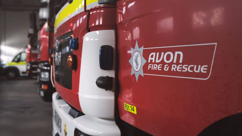 Fire engine with logo for Avon Fire and Rescue Service