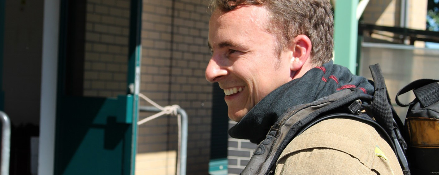 male Firefighter in kit, without helmet