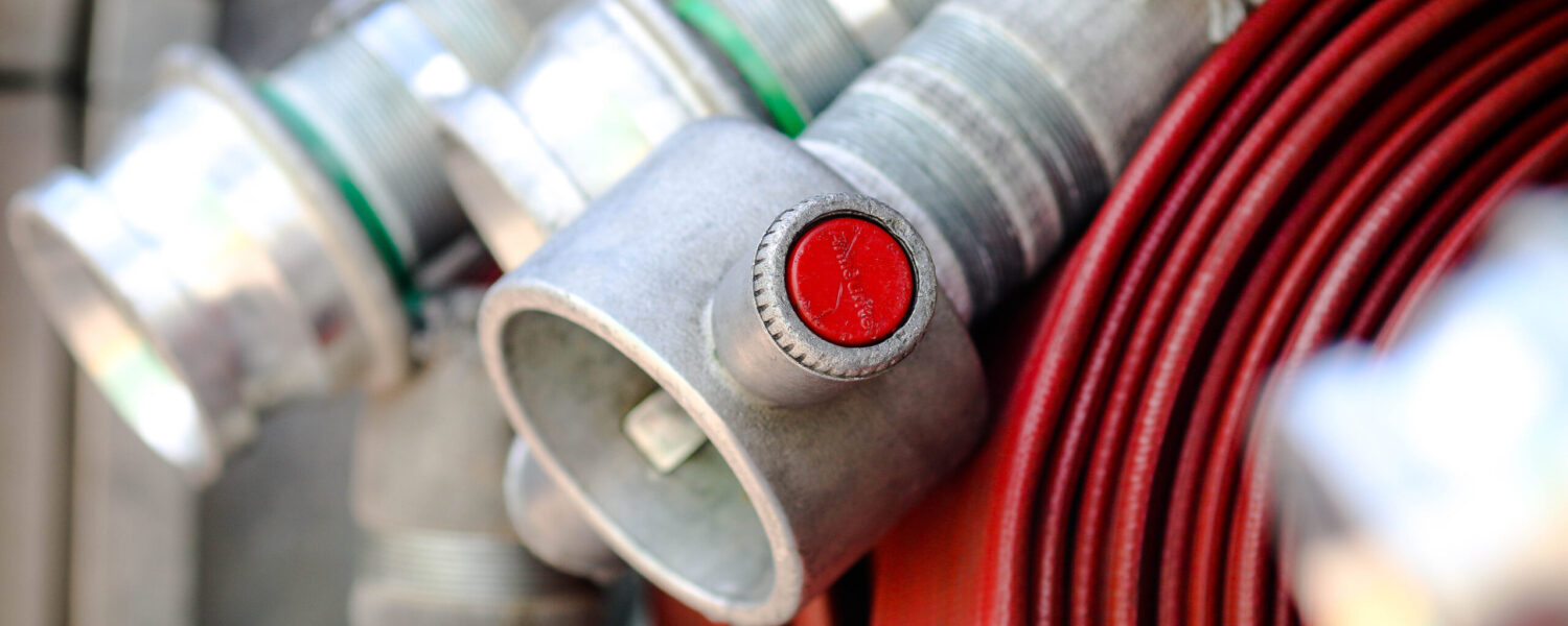 close up of red fire hose