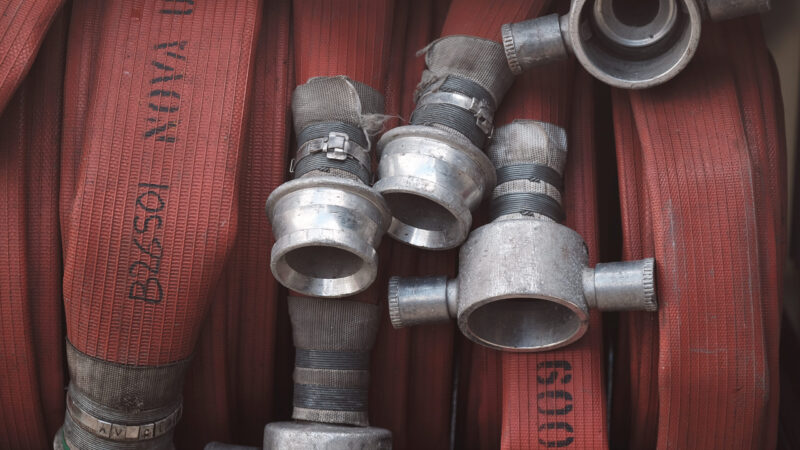 close up of red hose