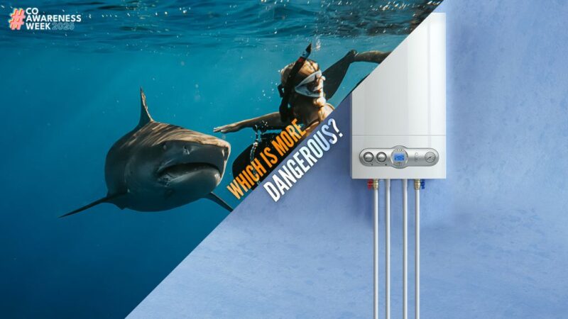 Image comparing carbon monoxide to shark attacks.