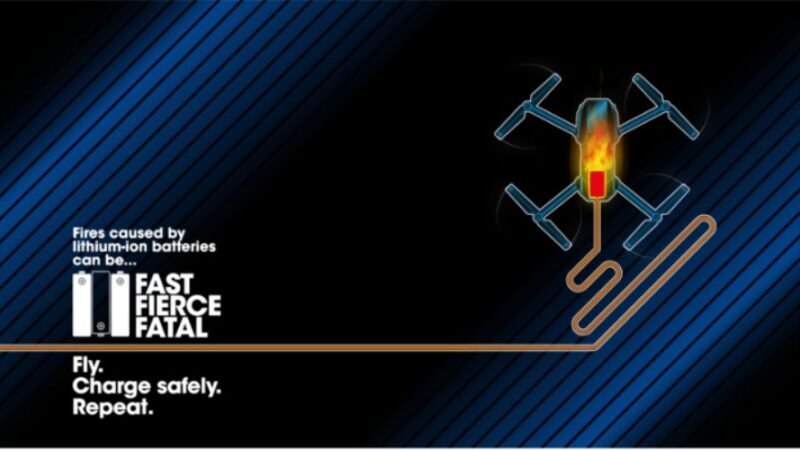Graphic highlighting the dangers of fires from lithium-ion batteries.