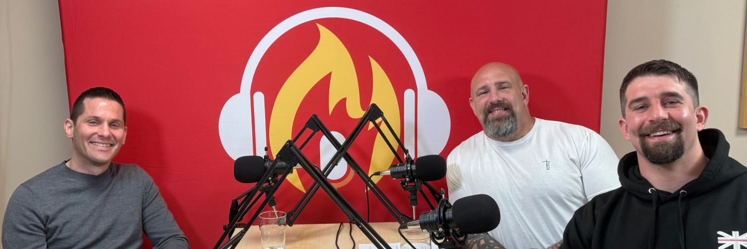 Image of Firefighters with Chief fire officer Matt Cook, presenting podcast