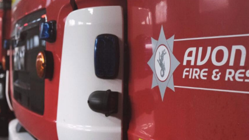 Avon fire and rescue service logo on a fire truck