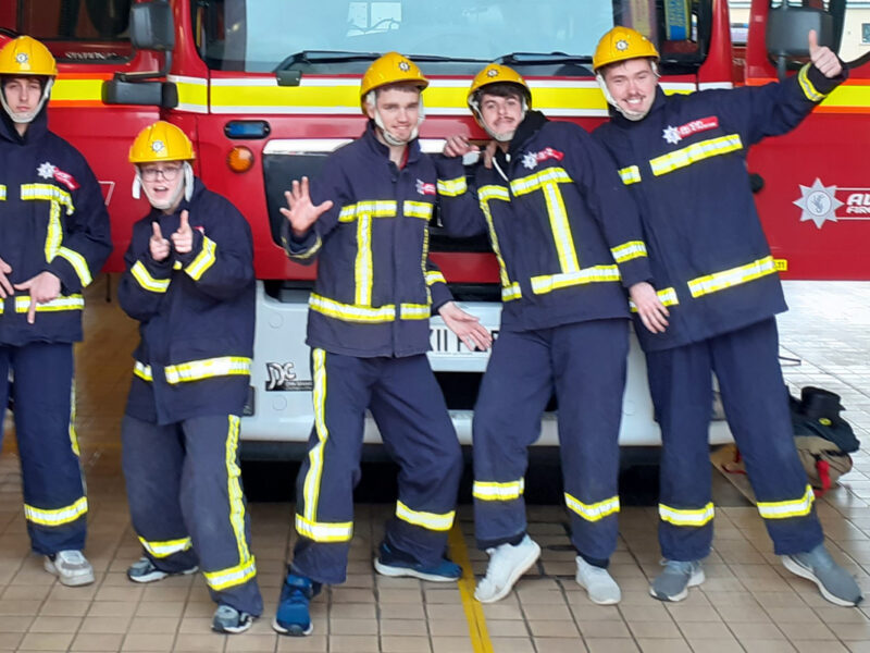Picture of a group of young people from Princes Trust in fire kit