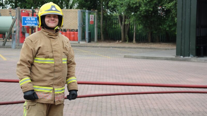 Picture of male firefighter in full kit
