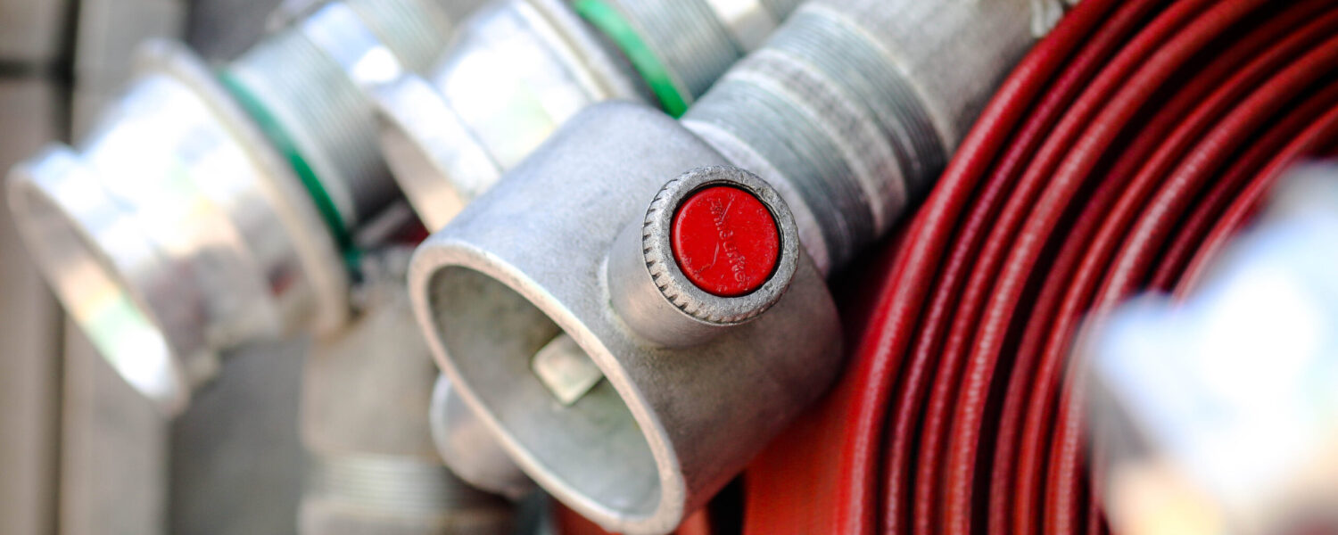 close up of red fire hose
